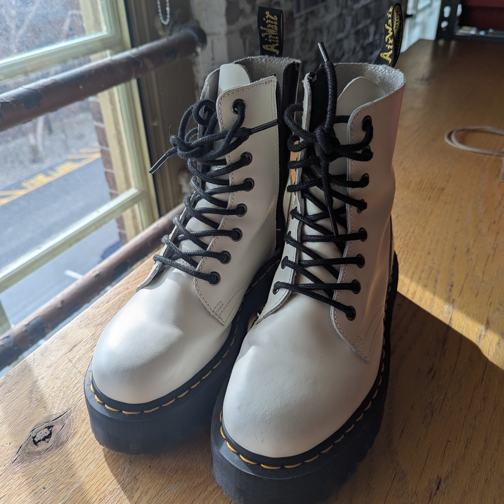 Dr. Martens White Platform Jadon Boots Size 7